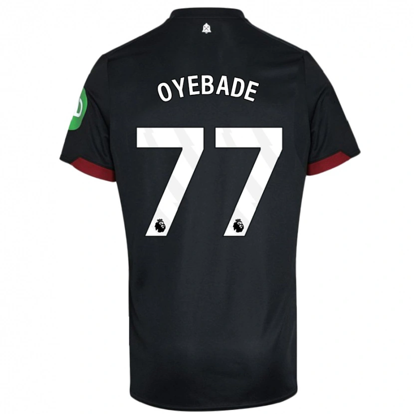 Danxen Børn Rayan Oyebade #77 Sort Hvid Udebane Spillertrøjer 2024/25 Trøje T-Shirt