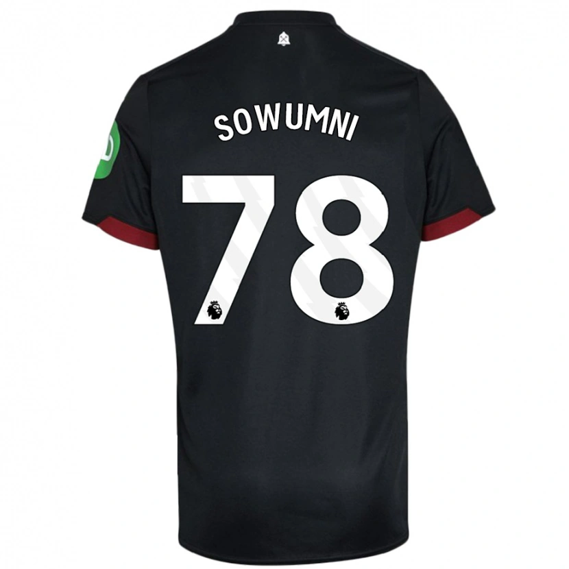 Danxen Børn Elisha Sowumni #78 Sort Hvid Udebane Spillertrøjer 2024/25 Trøje T-Shirt