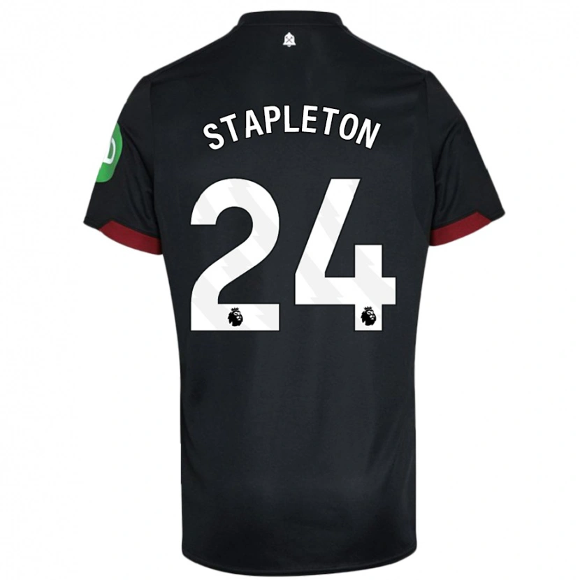 Danxen Børn Jessie Stapleton #24 Sort Hvid Udebane Spillertrøjer 2024/25 Trøje T-Shirt
