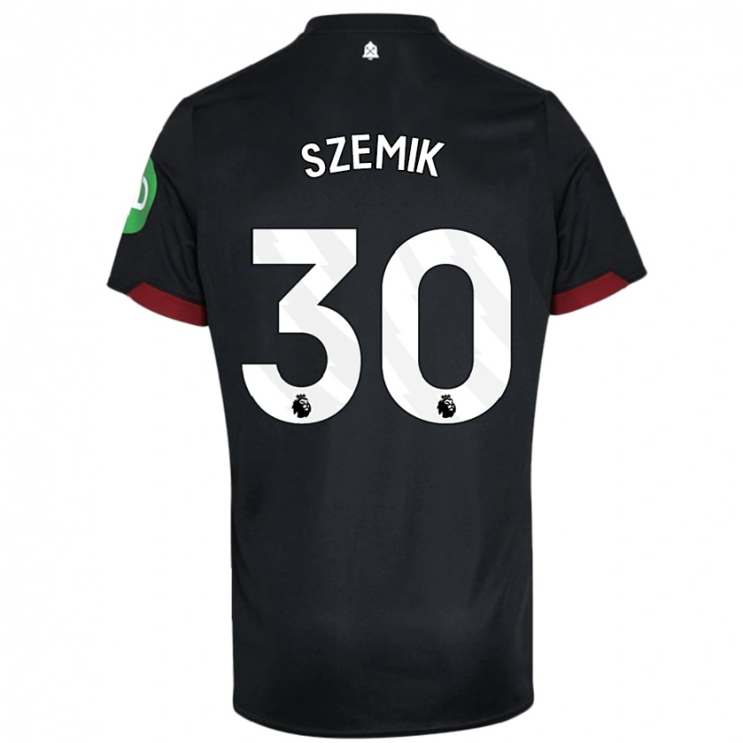 Danxen Børn Kinga Szemik #30 Sort Hvid Udebane Spillertrøjer 2024/25 Trøje T-Shirt