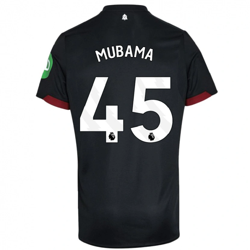 Danxen Børn Divin Mubama #45 Sort Hvid Udebane Spillertrøjer 2024/25 Trøje T-Shirt