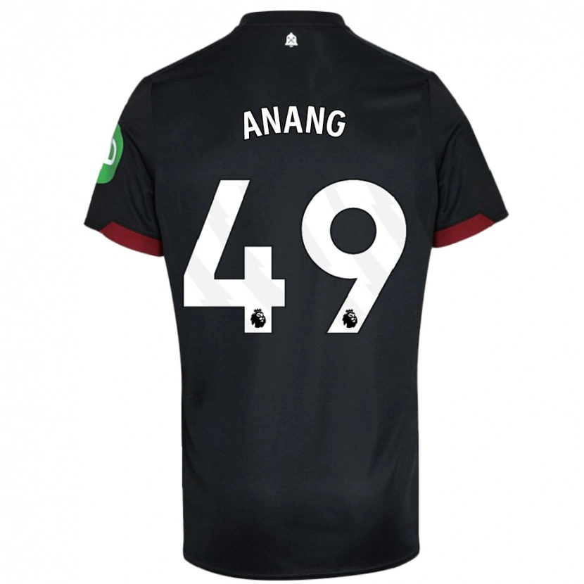 Danxen Børn Joseph Anang #49 Sort Hvid Udebane Spillertrøjer 2024/25 Trøje T-Shirt