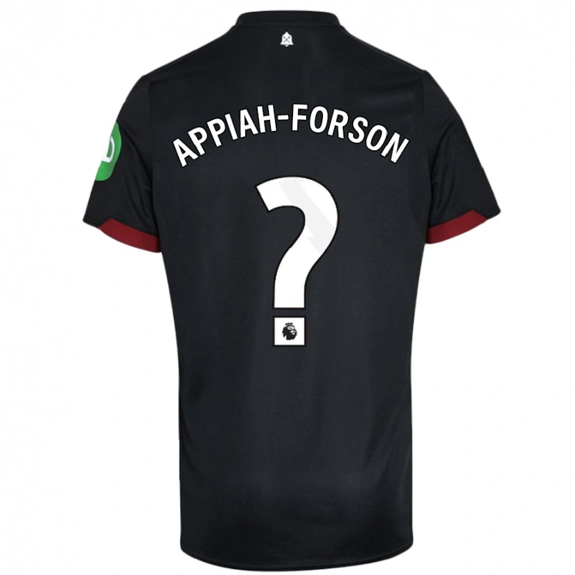 Danxen Børn Keenan Appiah-Forson #0 Sort Hvid Udebane Spillertrøjer 2024/25 Trøje T-Shirt