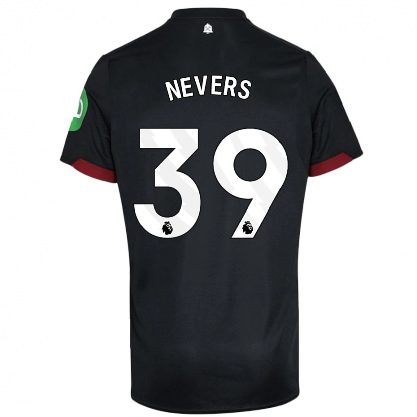 Danxen Børn Thierry Nevers #39 Sort Hvid Udebane Spillertrøjer 2024/25 Trøje T-Shirt