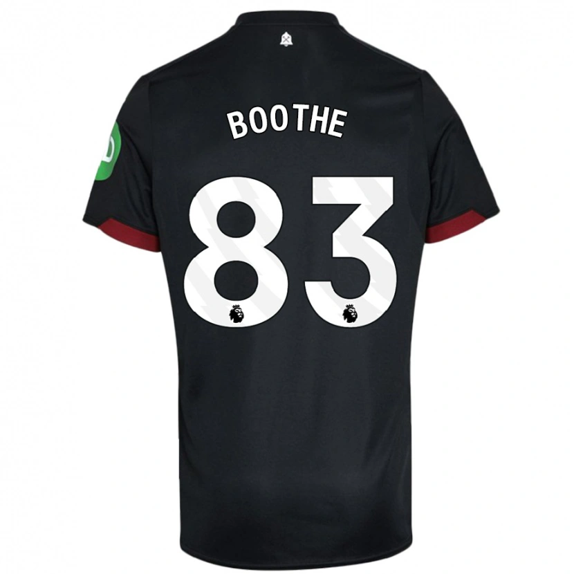 Danxen Børn Sebastian Boothe #83 Sort Hvid Udebane Spillertrøjer 2024/25 Trøje T-Shirt