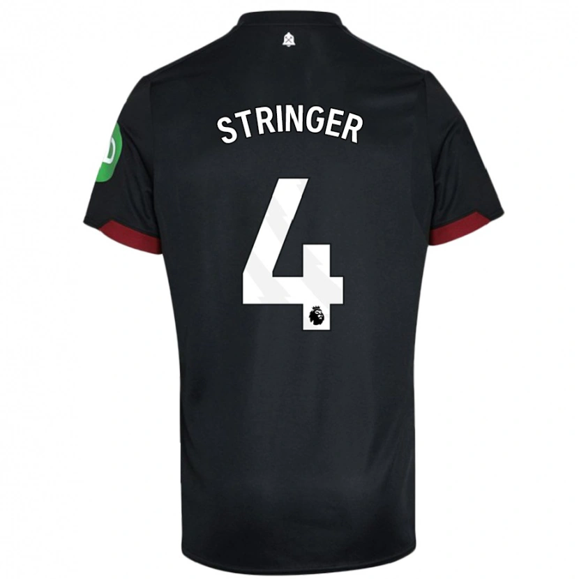 Danxen Børn Abbey Leigh Stringer #4 Sort Hvid Udebane Spillertrøjer 2024/25 Trøje T-Shirt