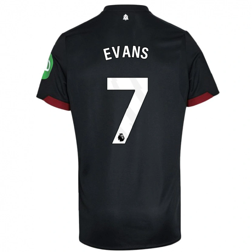 Danxen Børn Lisa Evans #7 Sort Hvid Udebane Spillertrøjer 2024/25 Trøje T-Shirt