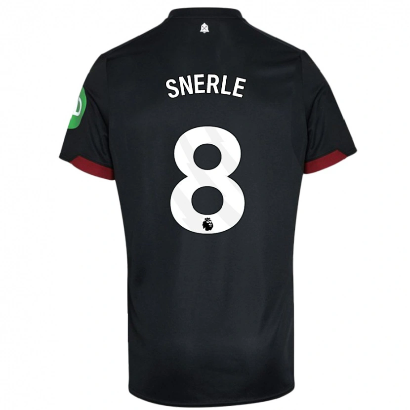 Danxen Børn Emma Snerle #8 Sort Hvid Udebane Spillertrøjer 2024/25 Trøje T-Shirt