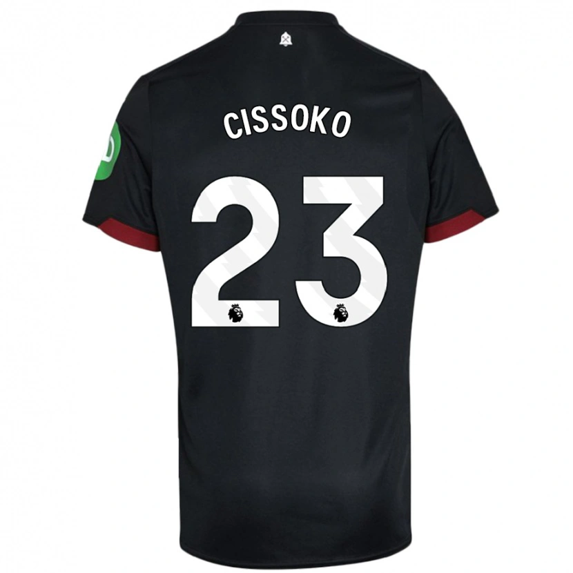 Danxen Børn Hawa Cissoko #23 Sort Hvid Udebane Spillertrøjer 2024/25 Trøje T-Shirt