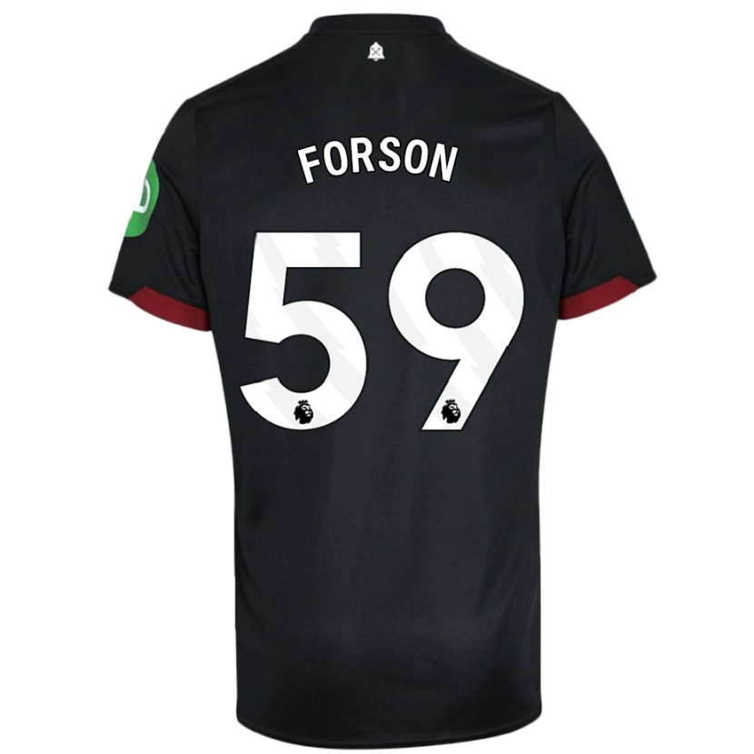 Danxen Børn Keenan Forson #59 Sort Hvid Udebane Spillertrøjer 2024/25 Trøje T-Shirt