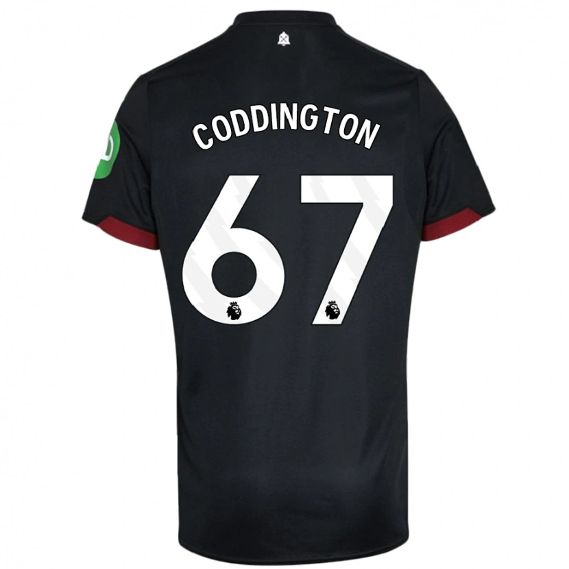 Danxen Børn Remy Coddington #67 Sort Hvid Udebane Spillertrøjer 2024/25 Trøje T-Shirt