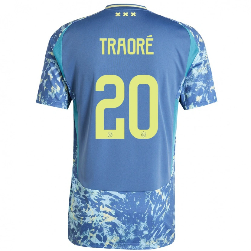 Danxen Børn Bertrand Traoré #20 Grå Blå Gul Udebane Spillertrøjer 2024/25 Trøje T-Shirt
