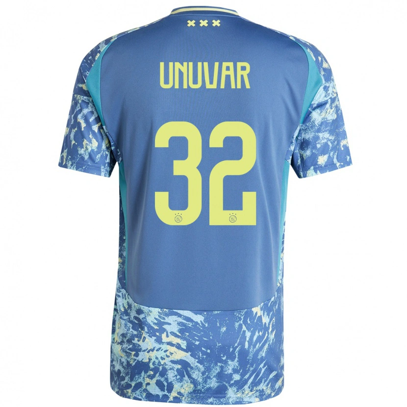 Danxen Børn Naci Ünüvar #32 Grå Blå Gul Udebane Spillertrøjer 2024/25 Trøje T-Shirt