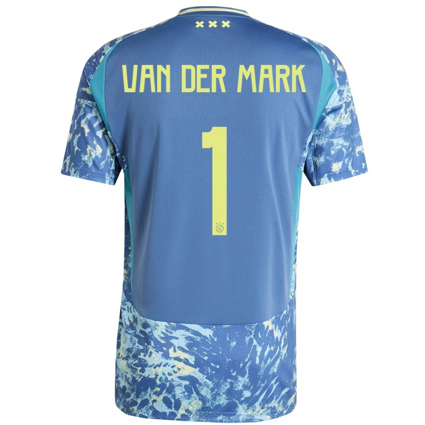 Danxen Børn Jesper Van Der Mark #1 Grå Blå Gul Udebane Spillertrøjer 2024/25 Trøje T-Shirt