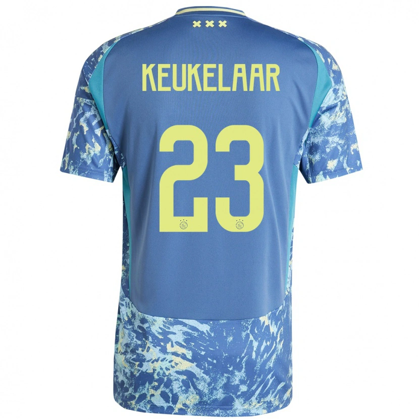Danxen Børn Lotte Keukelaar #23 Grå Blå Gul Udebane Spillertrøjer 2024/25 Trøje T-Shirt