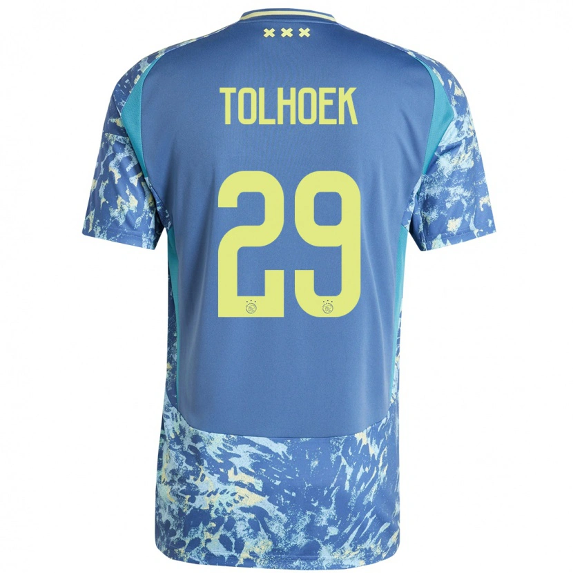 Danxen Børn Danique Tolhoek #29 Grå Blå Gul Udebane Spillertrøjer 2024/25 Trøje T-Shirt