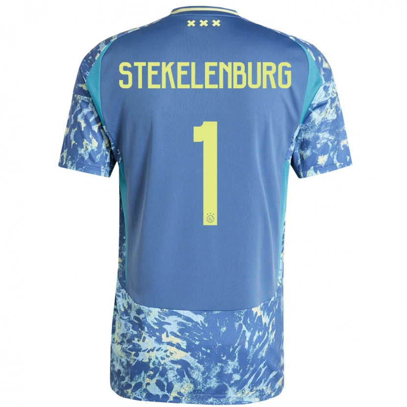 Danxen Børn Maarten Stekelenburg #1 Grå Blå Gul Udebane Spillertrøjer 2024/25 Trøje T-Shirt