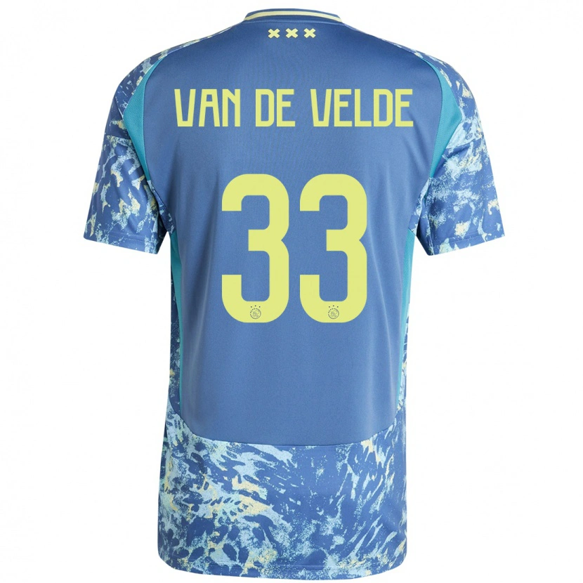 Danxen Børn Jonna Van De Velde #33 Grå Blå Gul Udebane Spillertrøjer 2024/25 Trøje T-Shirt