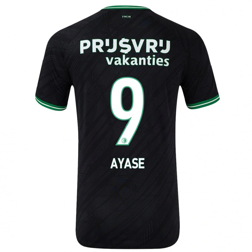 Danxen Børn Ayase Ueda #9 Sort Grøn Udebane Spillertrøjer 2024/25 Trøje T-Shirt
