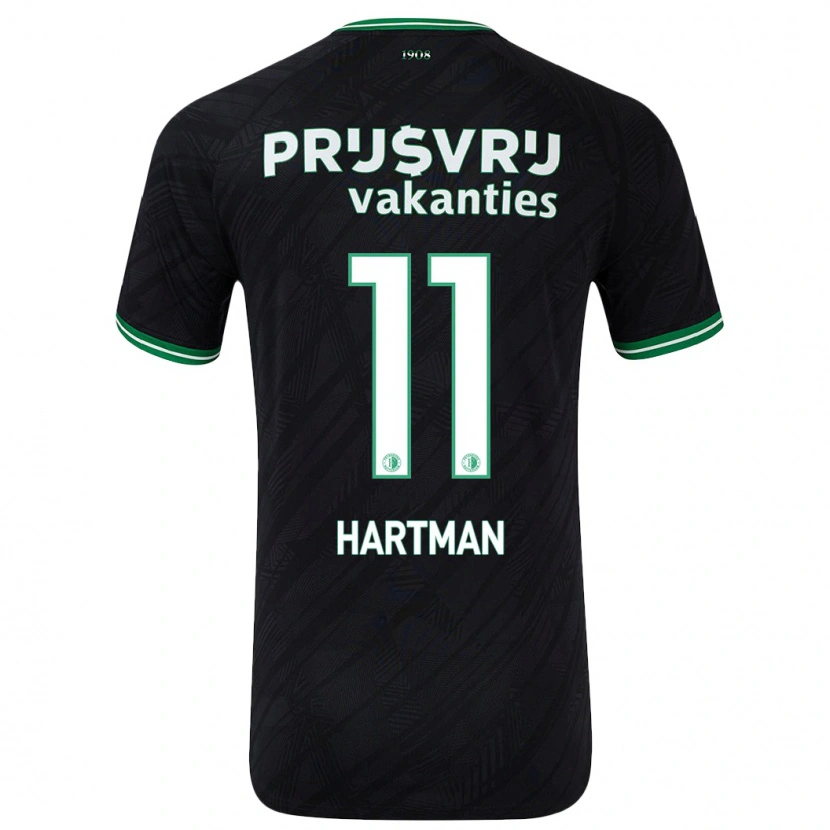 Danxen Børn Quilindschy Hartman #11 Sort Grøn Udebane Spillertrøjer 2024/25 Trøje T-Shirt