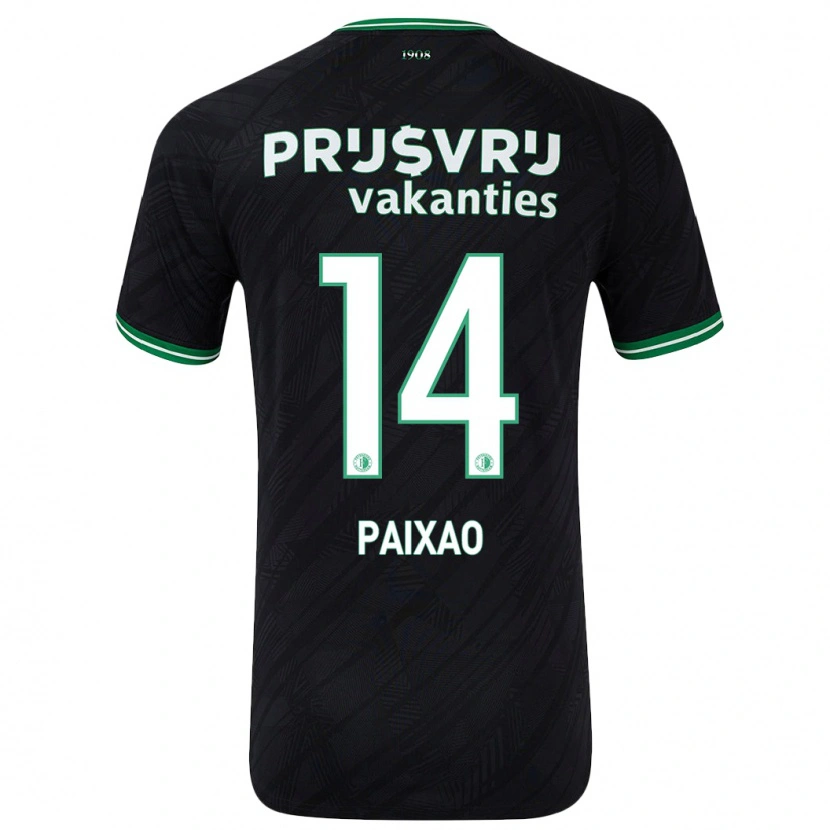 Danxen Børn Igor Paixão #14 Sort Grøn Udebane Spillertrøjer 2024/25 Trøje T-Shirt
