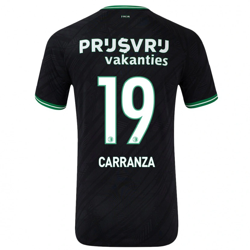 Danxen Børn Julián Carranza #19 Sort Grøn Udebane Spillertrøjer 2024/25 Trøje T-Shirt