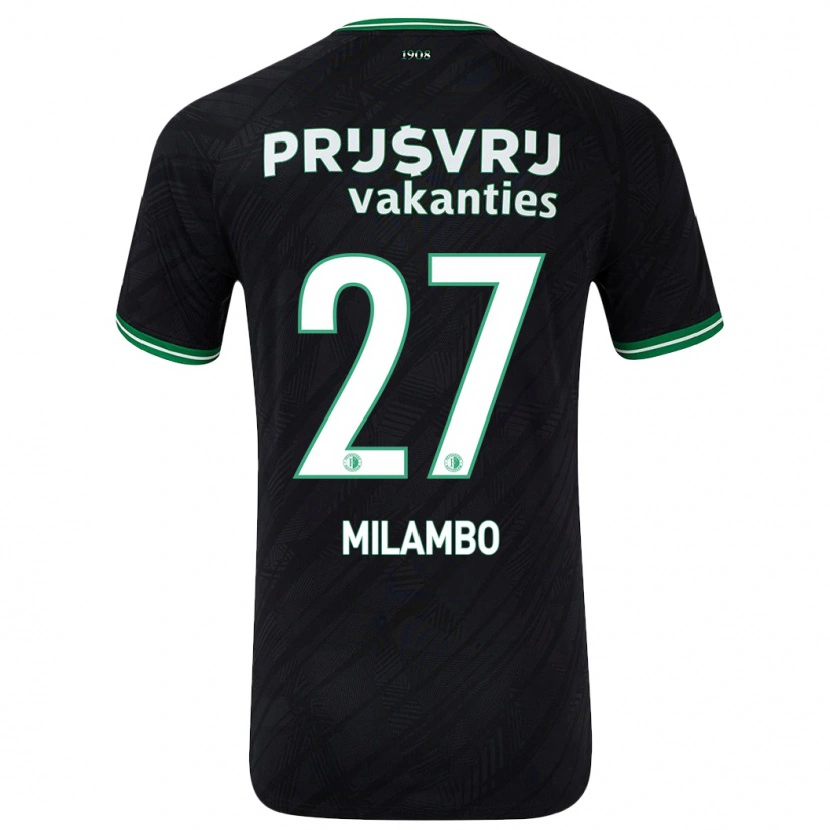 Danxen Børn Antoni Milambo #27 Sort Grøn Udebane Spillertrøjer 2024/25 Trøje T-Shirt