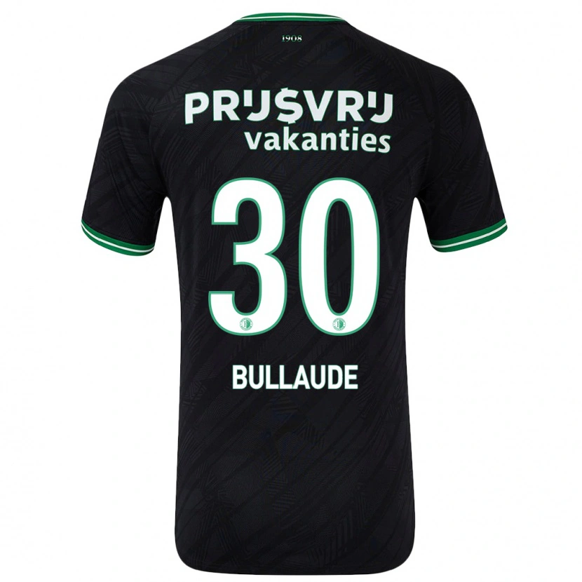 Danxen Børn Ezequiel Bullaude #30 Sort Grøn Udebane Spillertrøjer 2024/25 Trøje T-Shirt