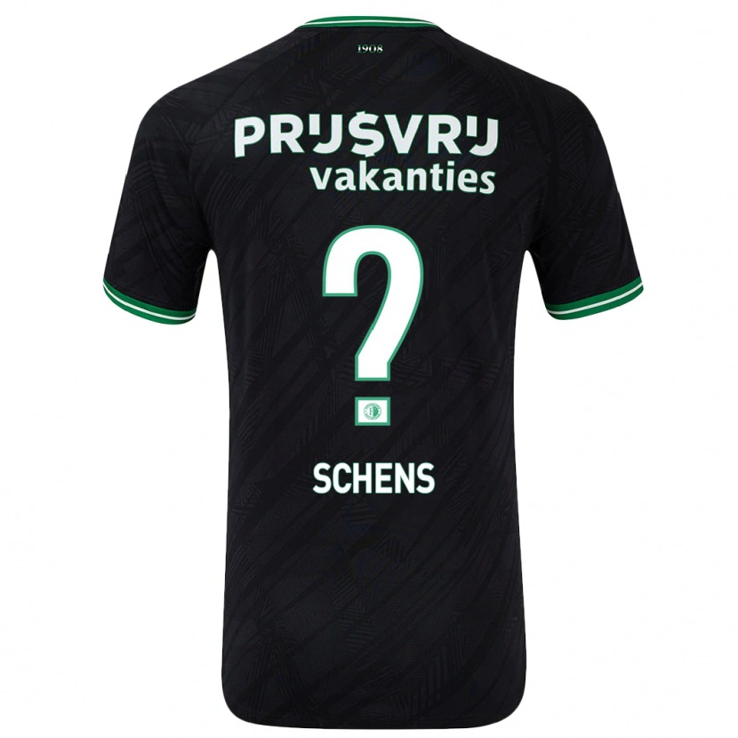 Danxen Børn Twan Schens #0 Sort Grøn Udebane Spillertrøjer 2024/25 Trøje T-Shirt