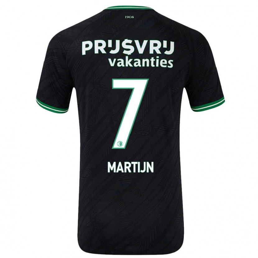 Danxen Børn Rowendley Martijn #7 Sort Grøn Udebane Spillertrøjer 2024/25 Trøje T-Shirt
