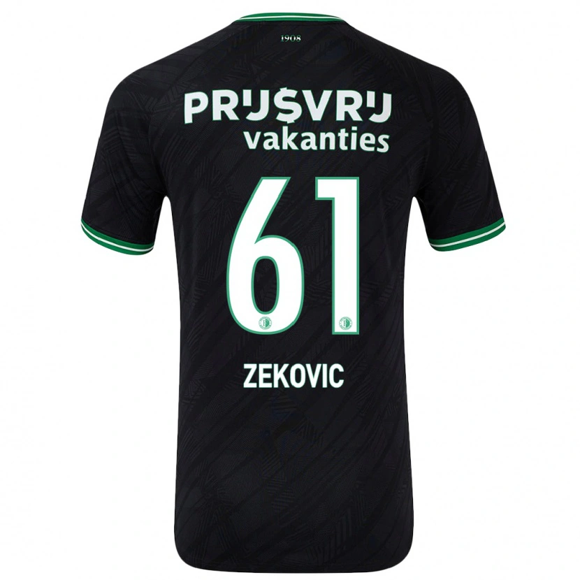 Danxen Børn Aleks Zekovic #61 Sort Grøn Udebane Spillertrøjer 2024/25 Trøje T-Shirt