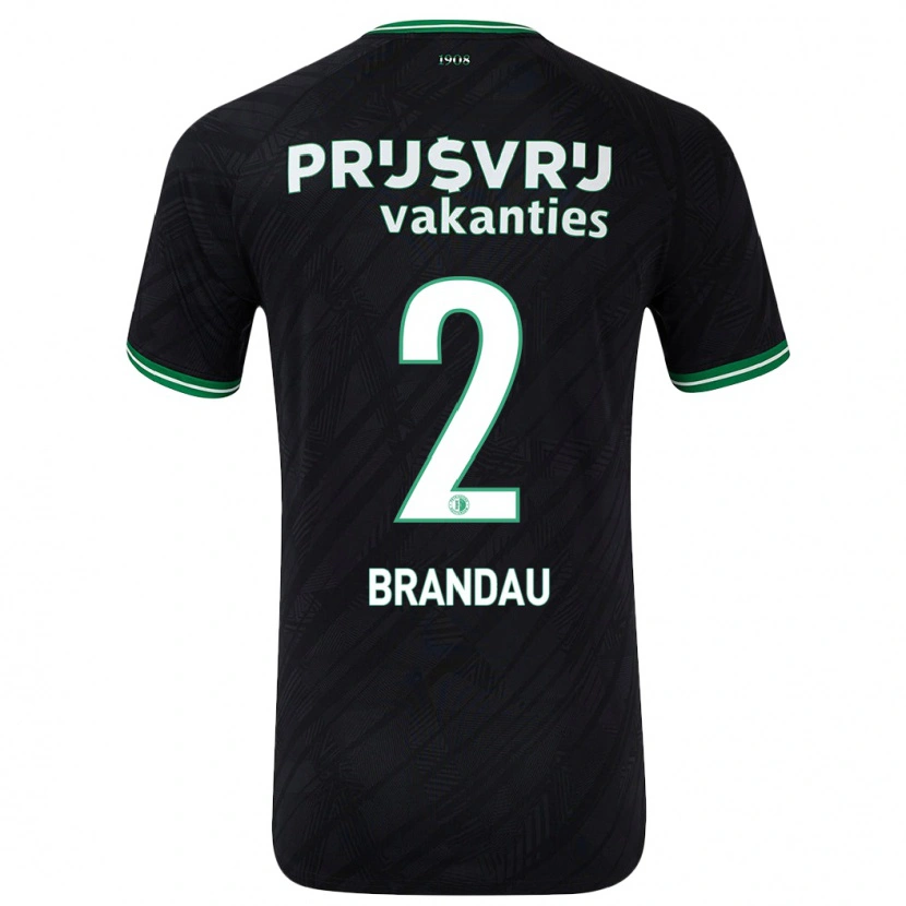 Danxen Børn Justine Brandau #2 Sort Grøn Udebane Spillertrøjer 2024/25 Trøje T-Shirt