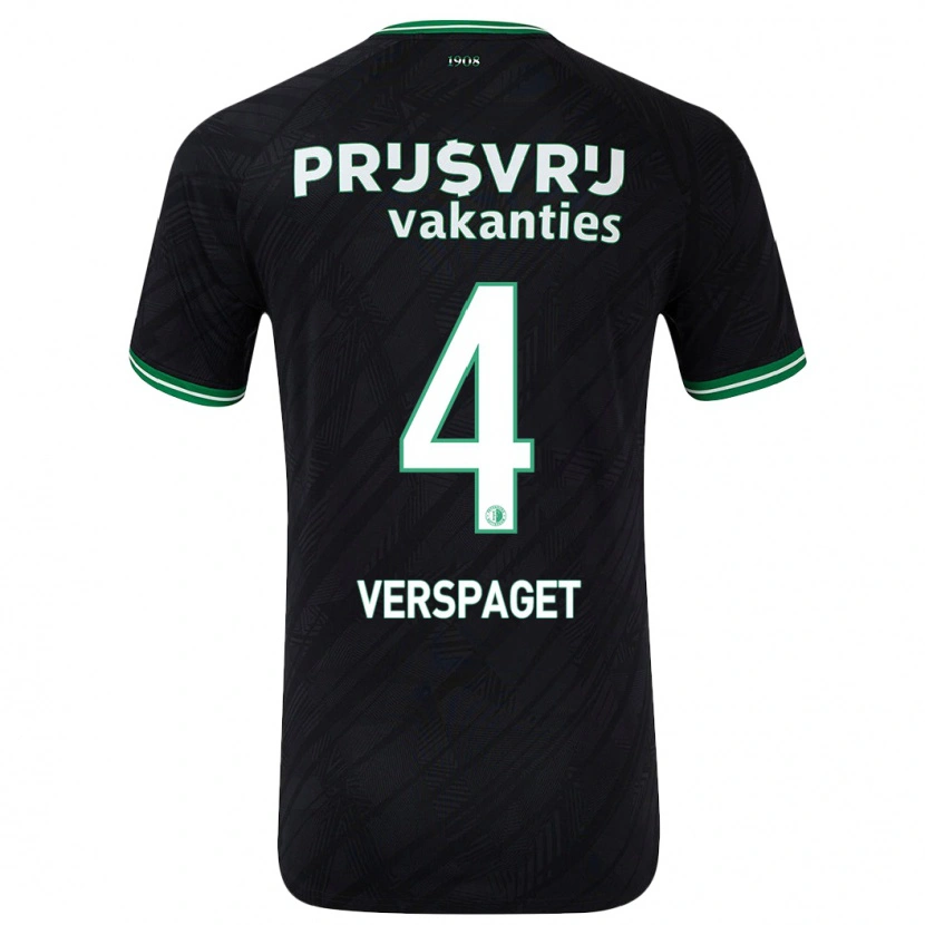 Danxen Børn Amber Verspaget #4 Sort Grøn Udebane Spillertrøjer 2024/25 Trøje T-Shirt