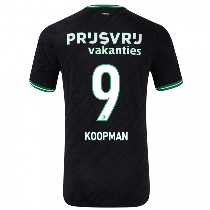 Danxen Børn Sanne Koopman #9 Sort Grøn Udebane Spillertrøjer 2024/25 Trøje T-Shirt