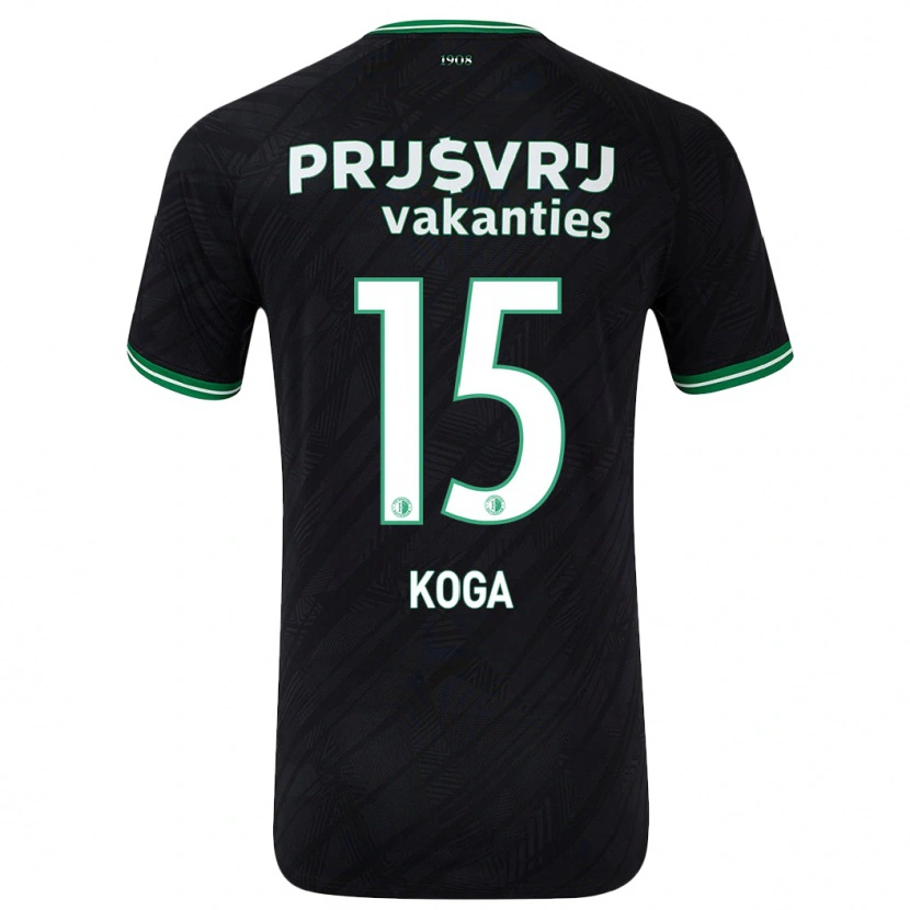 Danxen Børn Tōko Koga #15 Sort Grøn Udebane Spillertrøjer 2024/25 Trøje T-Shirt