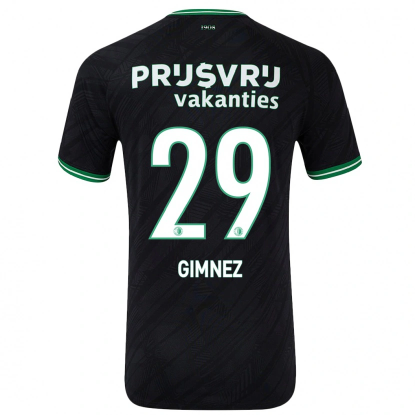 Danxen Børn Santiago Gimnez #29 Sort Grøn Udebane Spillertrøjer 2024/25 Trøje T-Shirt