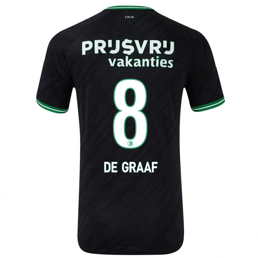 Danxen Børn Esmee De Graaf #8 Sort Grøn Udebane Spillertrøjer 2024/25 Trøje T-Shirt