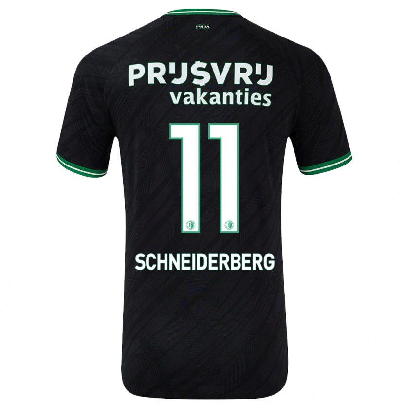 Danxen Børn July Schneiderberg #11 Sort Grøn Udebane Spillertrøjer 2024/25 Trøje T-Shirt