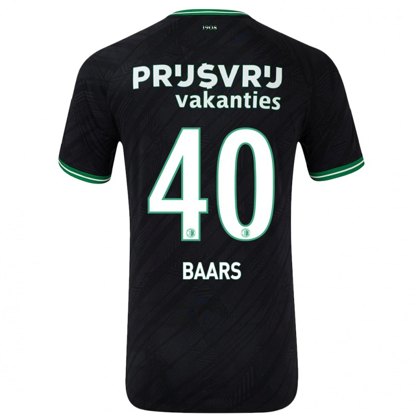 Danxen Børn Guus Baars #40 Sort Grøn Udebane Spillertrøjer 2024/25 Trøje T-Shirt