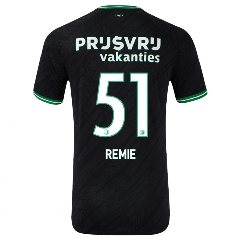 Danxen Børn Devin Remie #51 Sort Grøn Udebane Spillertrøjer 2024/25 Trøje T-Shirt