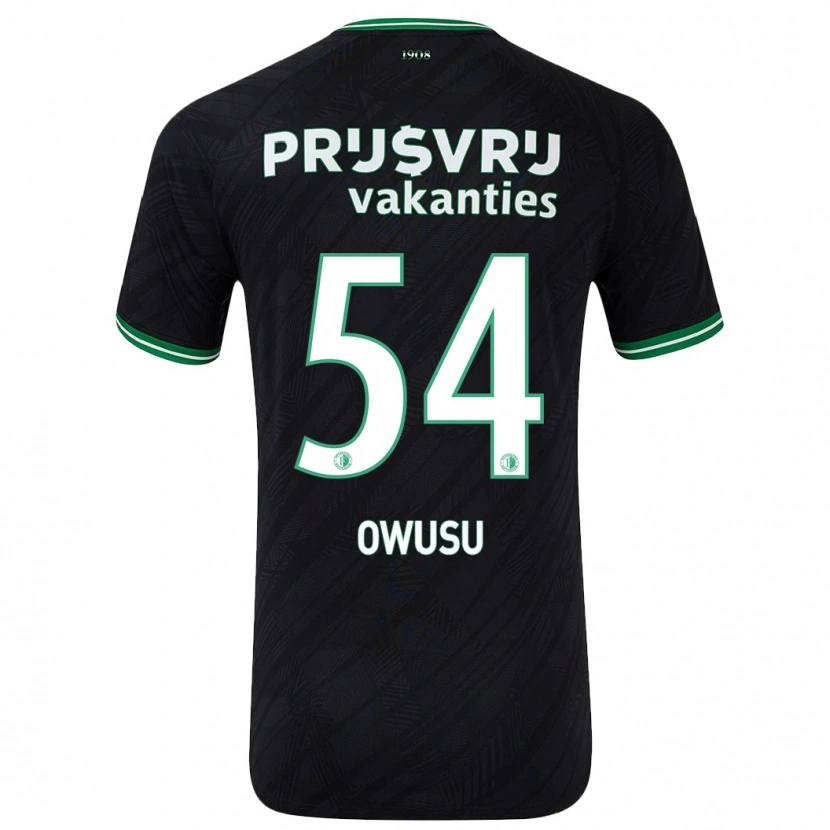 Danxen Børn Denzel Owusu #54 Sort Grøn Udebane Spillertrøjer 2024/25 Trøje T-Shirt
