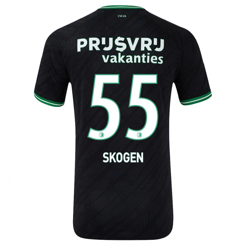 Danxen Børn Sondre Skogen #55 Sort Grøn Udebane Spillertrøjer 2024/25 Trøje T-Shirt