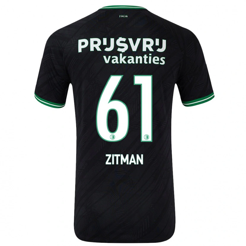 Danxen Børn Sven Zitman #61 Sort Grøn Udebane Spillertrøjer 2024/25 Trøje T-Shirt
