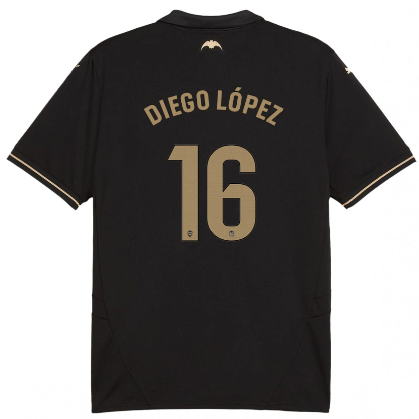 Danxen Børn Diego López #16 Sort Udebane Spillertrøjer 2024/25 Trøje T-Shirt