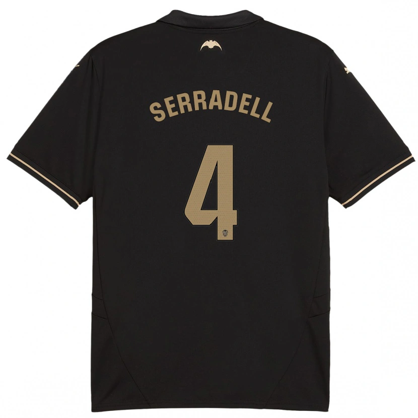 Danxen Børn Álex Serradell #4 Sort Udebane Spillertrøjer 2024/25 Trøje T-Shirt