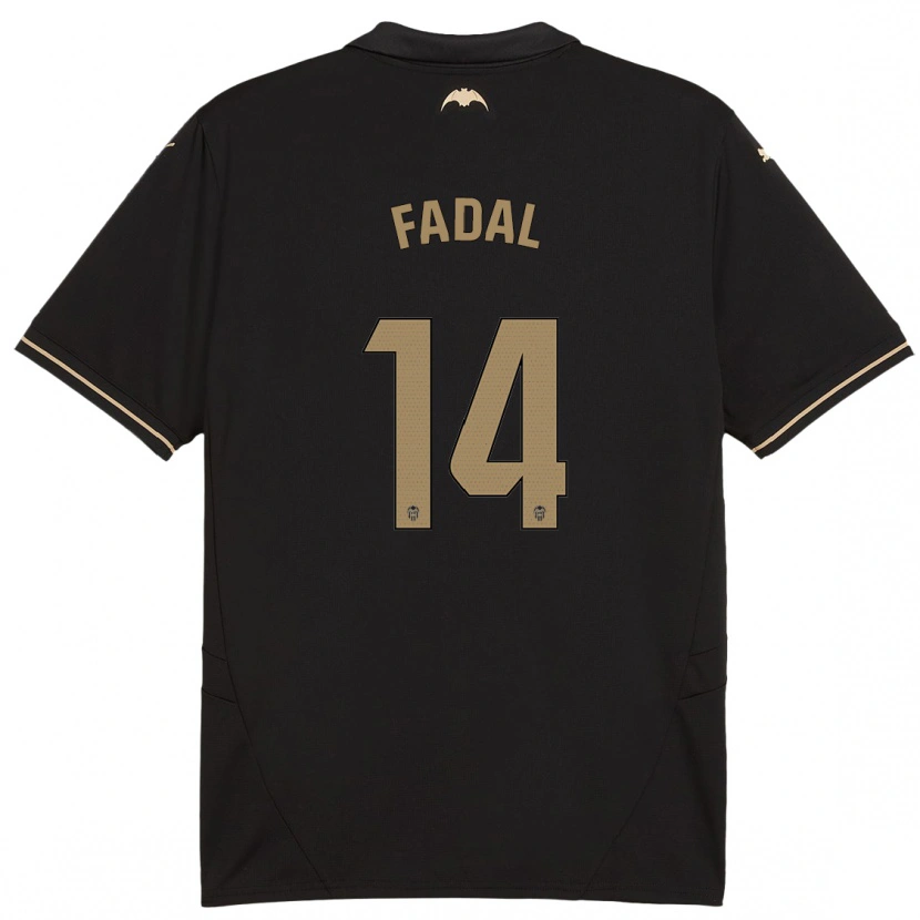 Danxen Børn Ali Fadal #14 Sort Udebane Spillertrøjer 2024/25 Trøje T-Shirt