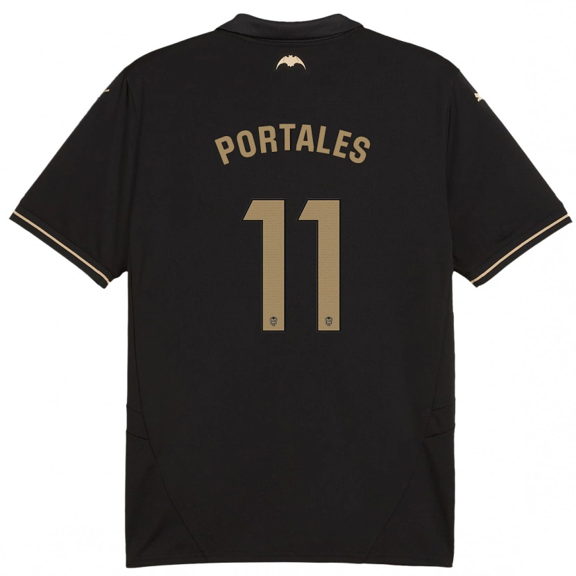 Danxen Børn Macarena Portales #11 Sort Udebane Spillertrøjer 2024/25 Trøje T-Shirt