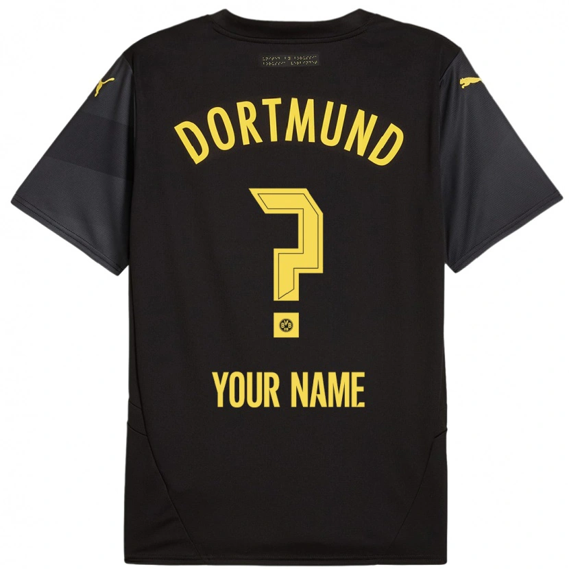 Danxen Børn Dit Navn #0 Sort Gul Udebane Spillertrøjer 2024/25 Trøje T-Shirt