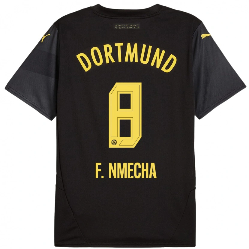 Danxen Børn Felix Nmecha #8 Sort Gul Udebane Spillertrøjer 2024/25 Trøje T-Shirt