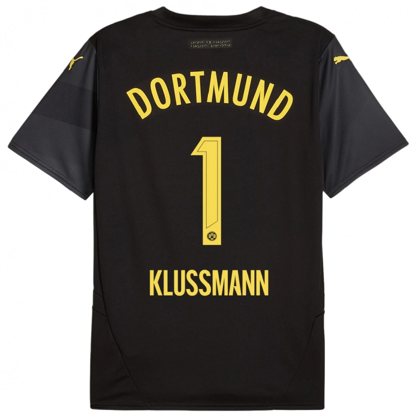 Danxen Børn Leon Klußmann #1 Sort Gul Udebane Spillertrøjer 2024/25 Trøje T-Shirt